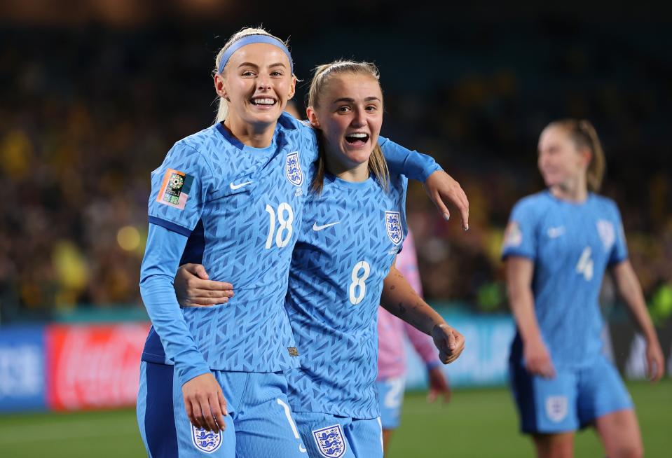 Chloe Kelly and Georgia Stanway celebrate the 3-1 win (Getty Images)