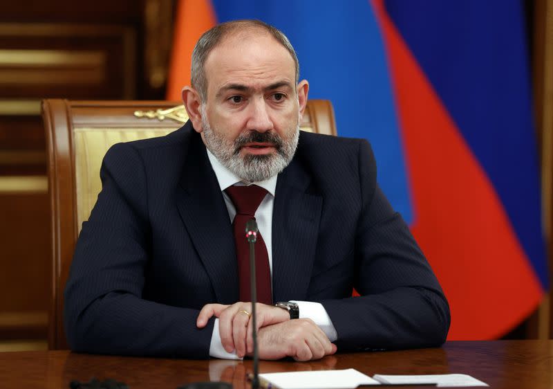 Russia's Prime Minister Mikhail Mishustin meets Armenian Prime Minister Nikol Pashinyan in Moscow