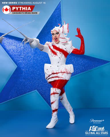 <p>World of Wonder/Paramount+</p> Pythia 'RuPaul's Drag Race Global All Stars' promo look