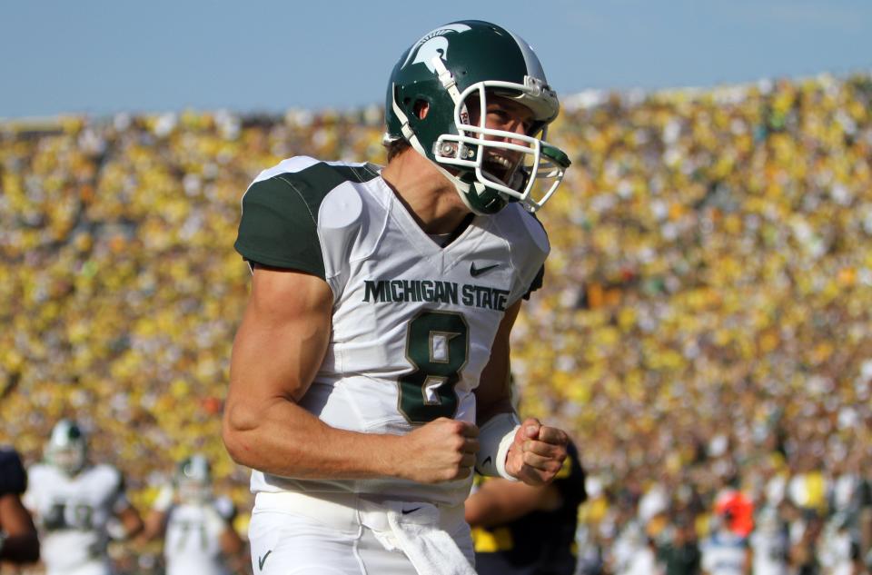 Oct. 9, 2010: Michigan State 34, Michigan 17, Michigan Stadium: MSU quarterback Kirk Cousins celebrates a Spartans touchdown.