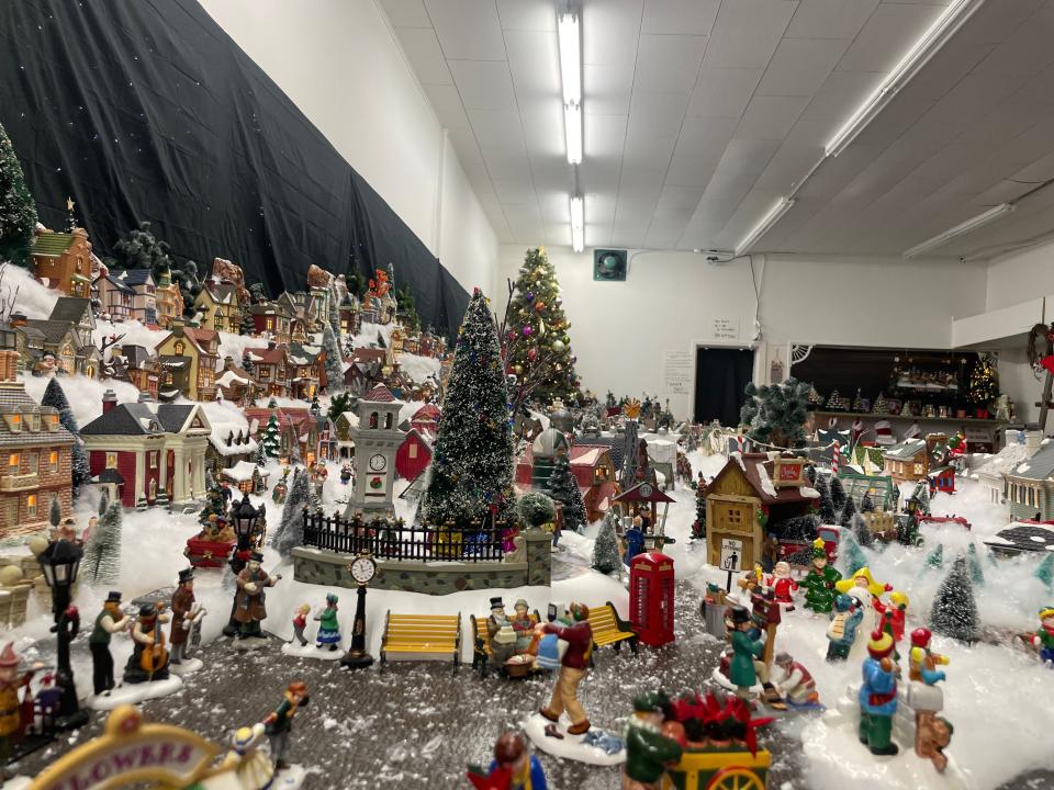 A village square inside the Christmas Village from Robin's Christmas Corner on Nov. 21, 2023.