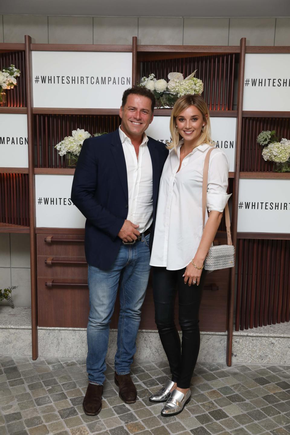 Karl Stefanovic and Jasmine Yarbrough attend the Witchery x OCRF White Shirt Campaign Launch on April 4, 2018 in Sydney, Australia.  