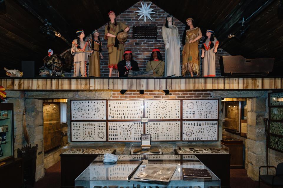 The interior of the Gnadenhutten Museum.