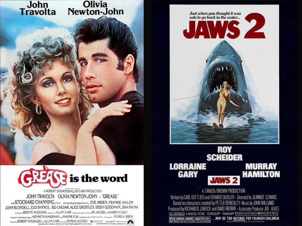 "Grease" and "Jaws 2" posters