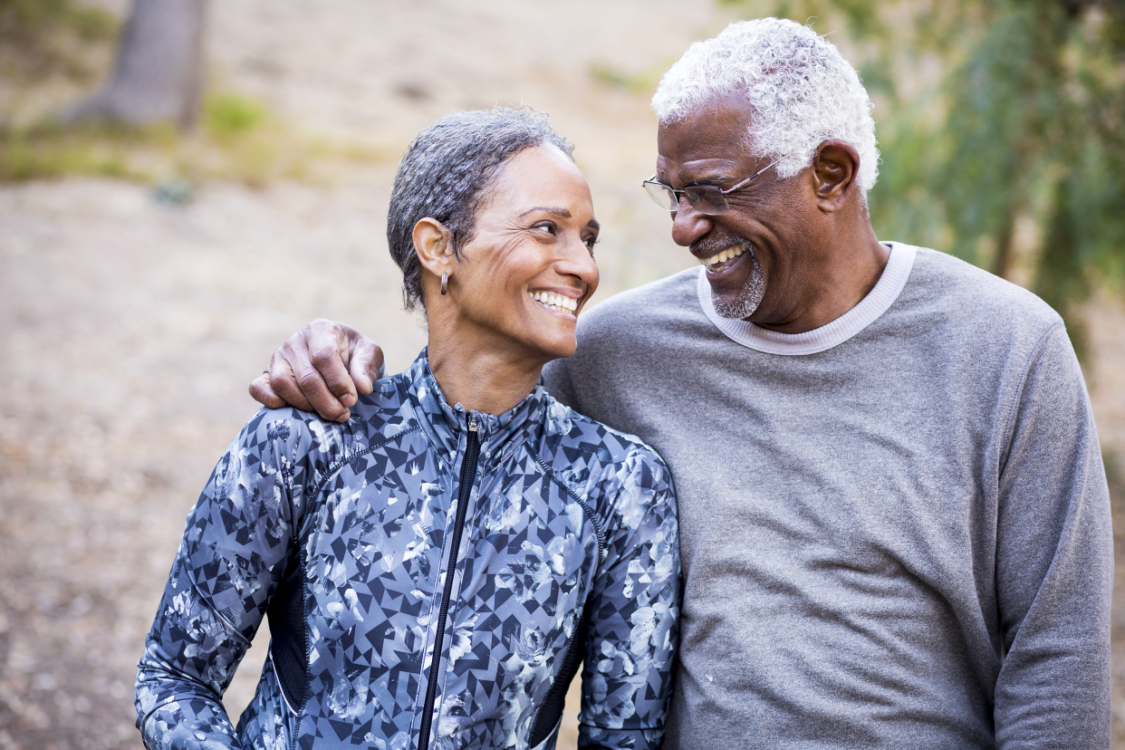 Senior couple looking at each other and smiling