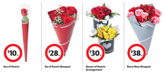 Valentine's Day flowers on sale at Coles.