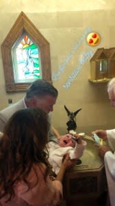 Alec Baldwin, Hilaria Baldwin, and Leonardo Baldwin kids baptism