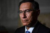 Peruvian President Martin Vizcarra speaks during an interview with Reuters on the sidelines of the United Nations General Assembly in New York City, U.S. September 24, 2018. REUTERS/Darren Ornitz