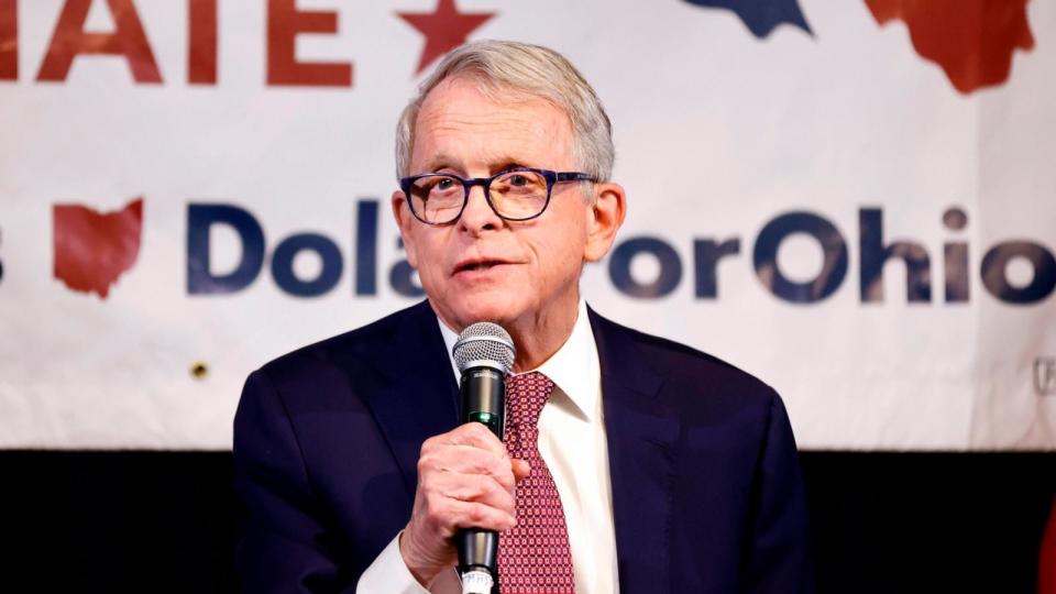 PHOTO: Ohio Governor Mike DeWine speaks during an event in Columbus, Ohio, on March 18, 2024.  (Paul Vernon/AP)