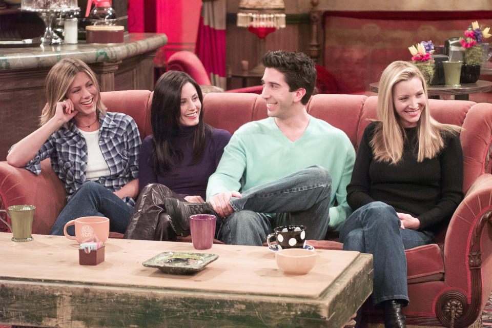 FRIENDS -- "Friends: The Stuff You've Never Seen" -- Pictured: (l-r) Jennifer Aniston, Courteney Cox, David Schwimmer, Lisa Kudrow -- (Photo by: Chris Haston/NBCU Photo Bank/NBCUniversal via Getty Images via Getty Images)