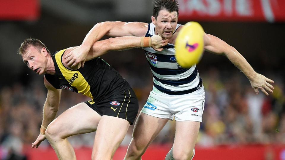 Patrick Dangerfield, pictured here in action during the AFL grand final.