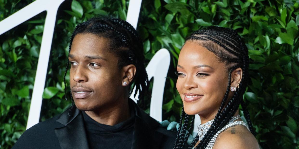 london, england   december 02  rihanna and asap rocky arrive at the fashion awards 2019 held at royal albert hall on december 02, 2019 in london, england photo by samir husseinwireimage