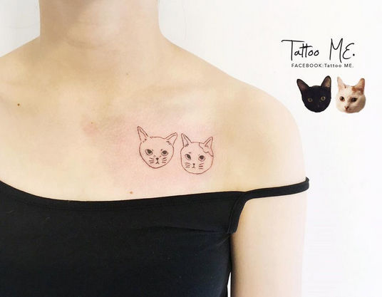 Diese Katzen-Liebhaberin trägt ihre Stubentiger direkt über ihrem Herzen. Auch dieses kleine Kunstwerk stammt aus der Feder von Chloe Weng von Tattoo Me. Offenbar eine der beliebtesten Adressen für Katzen-Tattoos in Taiwan.