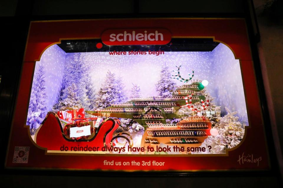 A general view of the Schleich window display as world-famous toy shop Hamleys unveils its Christmas windows (Getty Images for Hamleys)