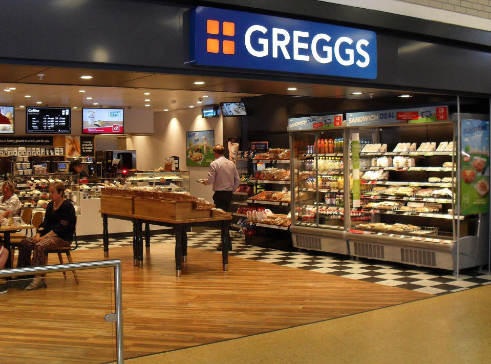 Undated handout photo issued by Greggs of one of their on the go stores, as falafel and hummus helped power sales at the bakery chain in the first half of the year, with the sausage roll-maker reaping the rewards of a wider range of healthy eating options.