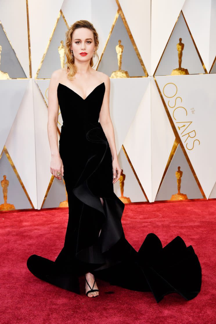 Brie Larson in Oscar de la Renta. (Photo: Getty Images)