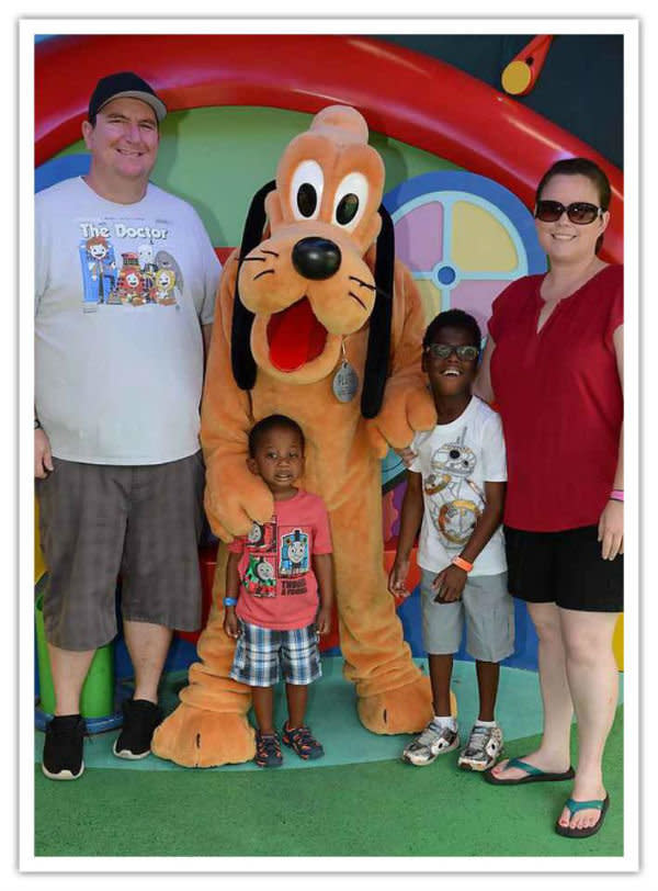 "We celebrate 'forever' at the boys' favorite place, Disney! The boys refer to adoption day as 'forever,' the day the judge said they would be with mommy and daddy forever! Our boys were home forever at ages 2 and 4. We also have the tradition of sending flowers to the boys' adoption workers, Guardian Ad Litem and foster mom letting them know that we are forever thankful for all that they have done for our boys."
