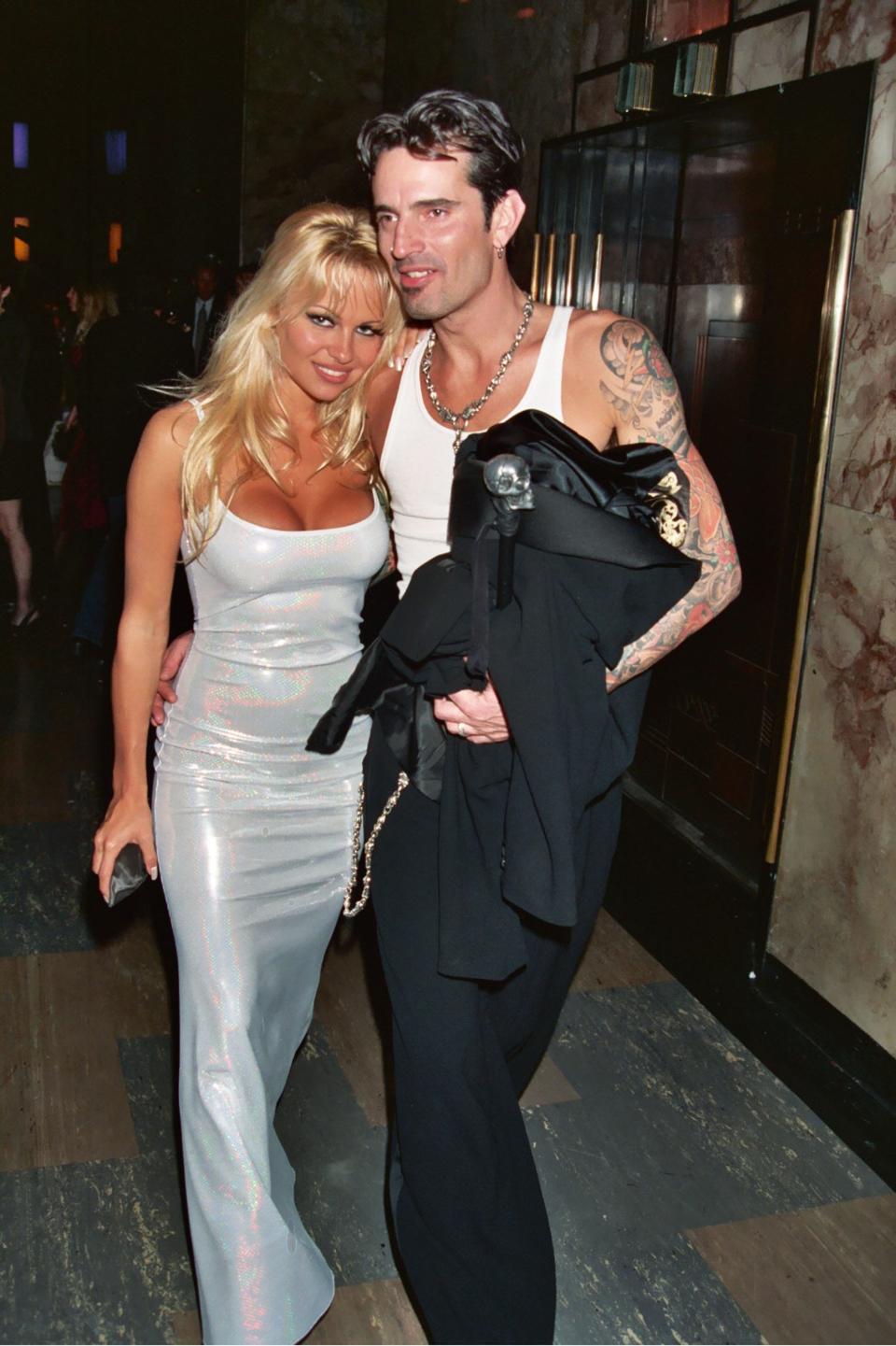 Pamela Anderson and Tommy Lee at a 1995 Grammys awards after-party.
