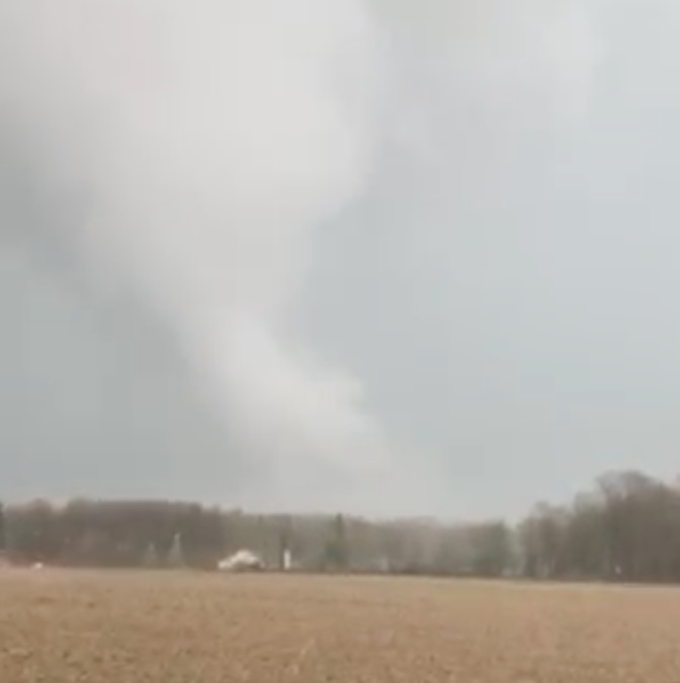A tornado moves through Windham, Ohio on Wednesday evening.