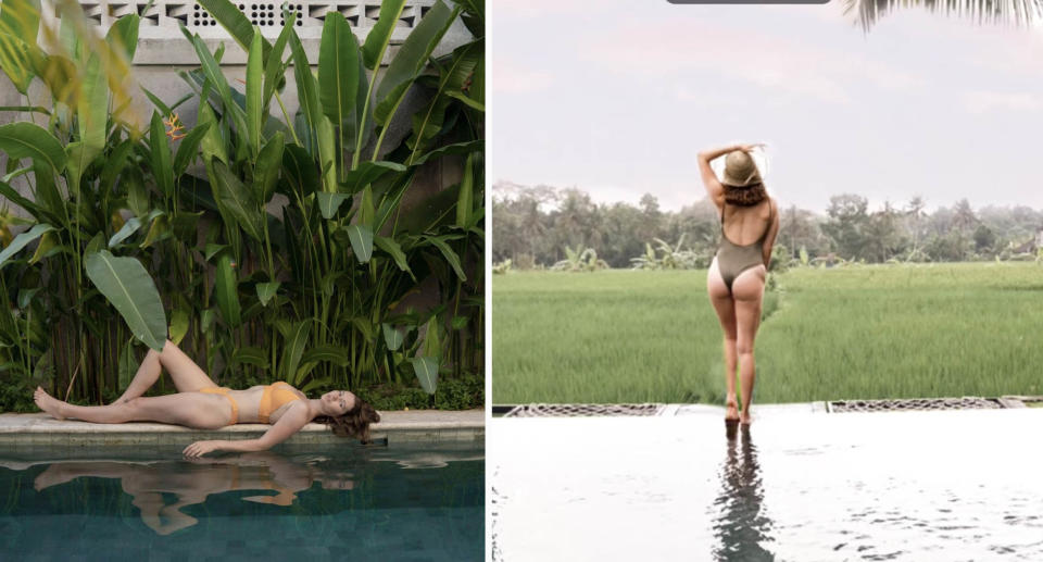 Bree Robertson pictured by two different pools. Source: Instagram