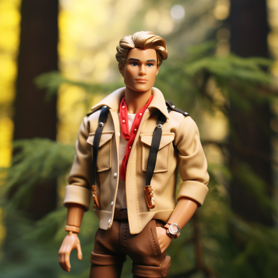 Blonde Ken wearing a cropped jacket and shirt