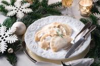 <p>Very religious people in Montenegro will fast for 40 days leading up to Christmas, but most people just fast on Christmas Eve. Once they break the fast, Christmas dinner is a <a href="https://theculturetrip.com/europe/montenegro/articles/how-to-celebrate-christmas-in-montenegro/" rel="nofollow noopener" target="_blank" data-ylk="slk:meatless, dairy-free meal;elm:context_link;itc:0;sec:content-canvas" class="link ">meatless, dairy-free meal</a> that usually includes dishes made with beans, fish, and potatoes. One main dish is <em>kutia</em>, cooked wheat mixed with honey, ground poppy seeds, raisins, and chopped nuts to symbolize unity. They also eat dumplings called <em>varenyky</em>, which is similar to pierogi. </p>