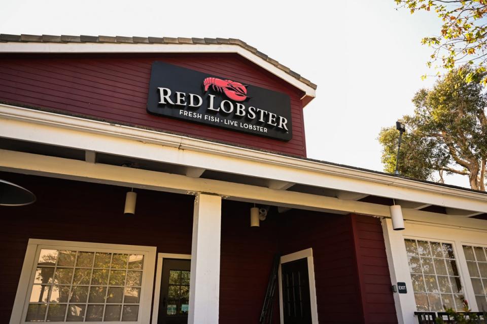 American seafood chain Red Lobster, pictured above in Torrance, California, is closing down and auctioning off equipment from more than 50 locations (AFP via Getty Images)