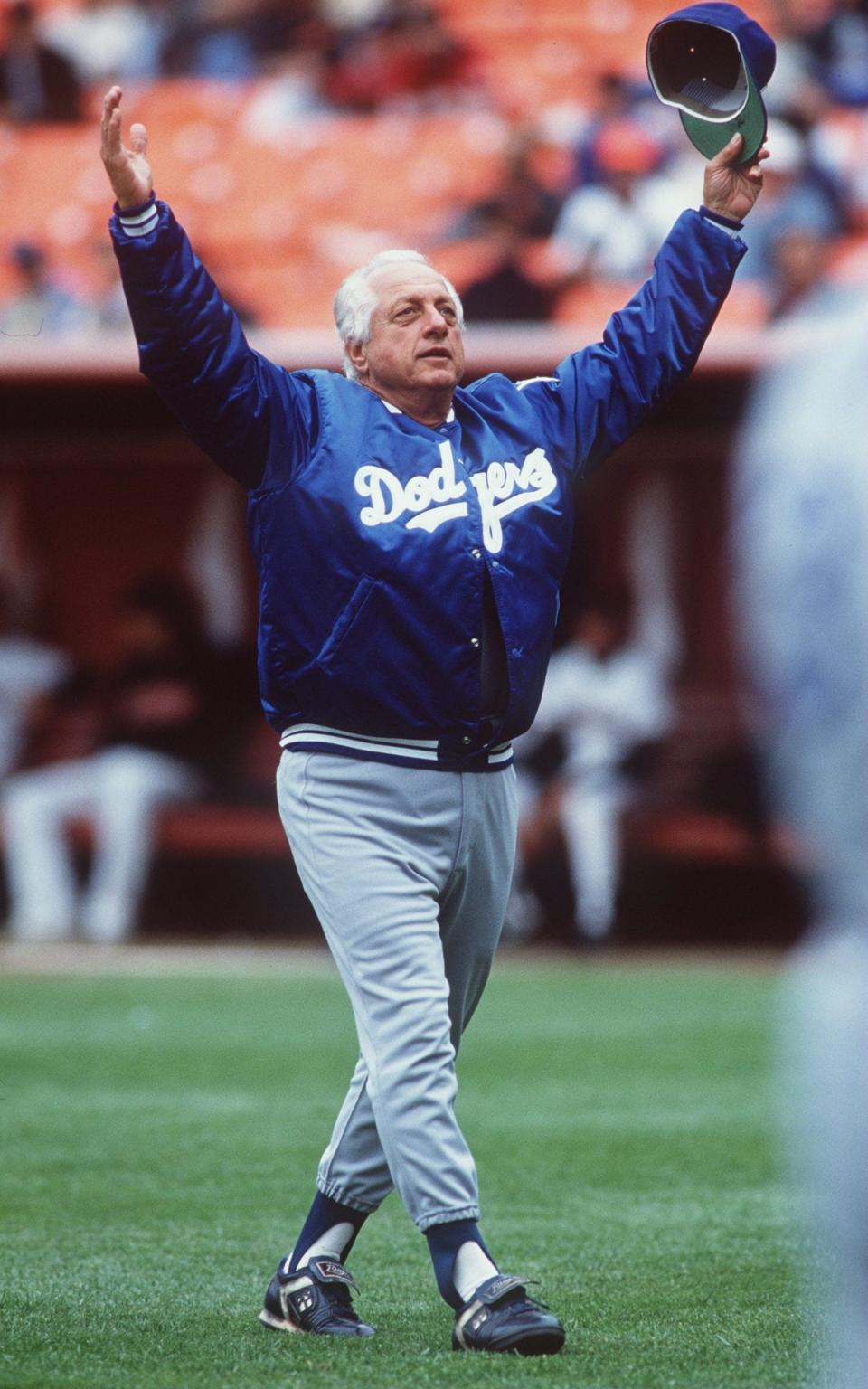 Lasorda in 1990 after a win against San Francisco Giants - Otto Greule/ALLSPORT