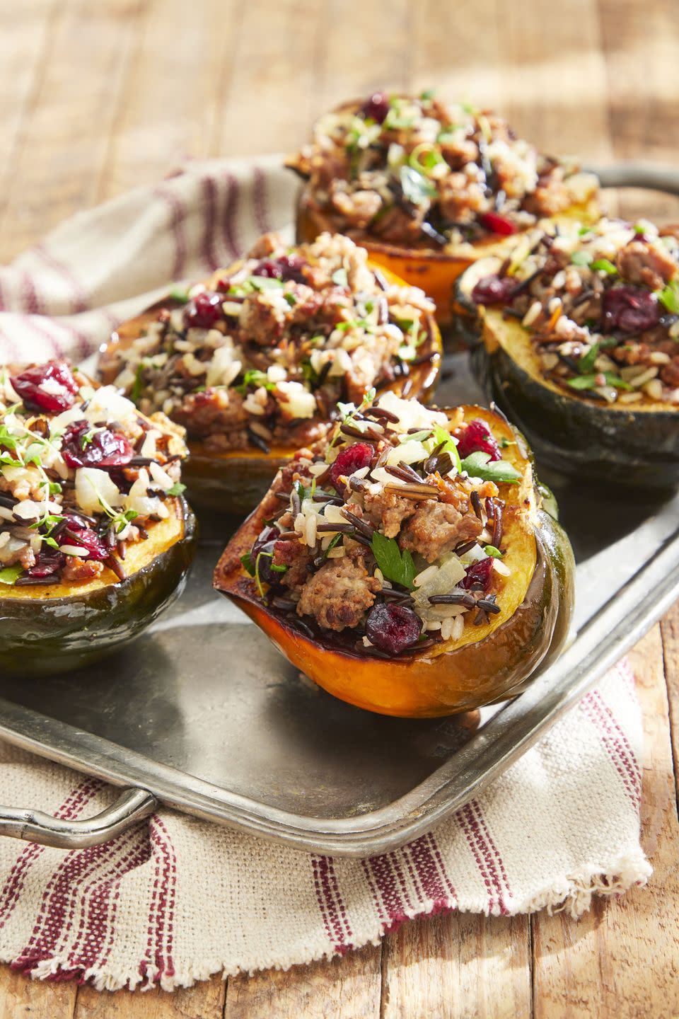 sausage and wild rice stuffed acorn squash