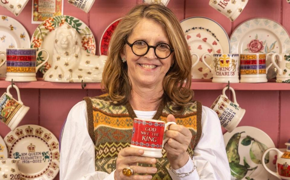 Emma Bridgewater with some of her Coronation crockery - Heathcliff O'Malley