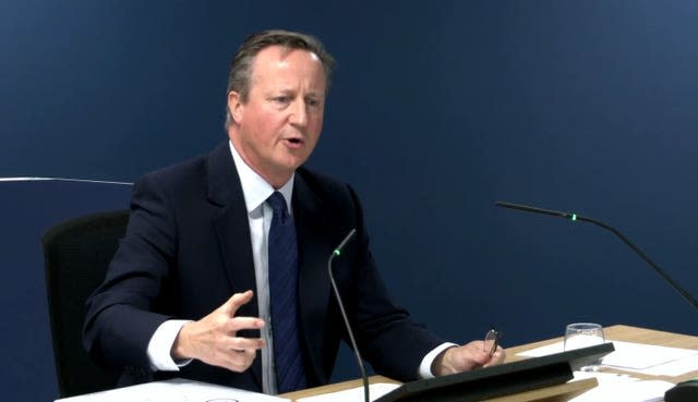 David Cameron giving evidence to the inquiry 