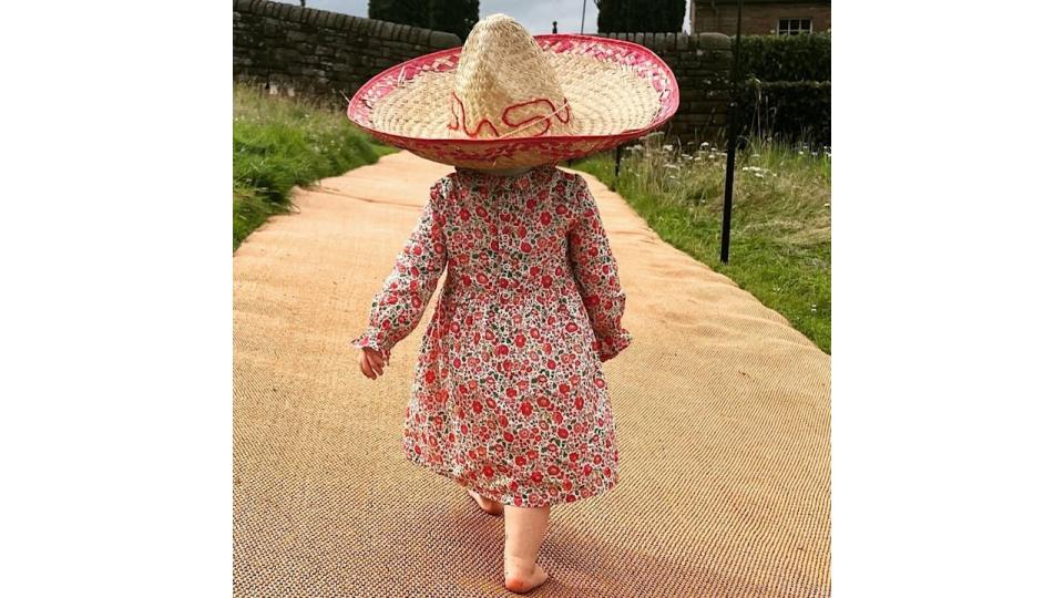 Sienna Mapelli Mozzi wearing floral dress on 2nd birthday