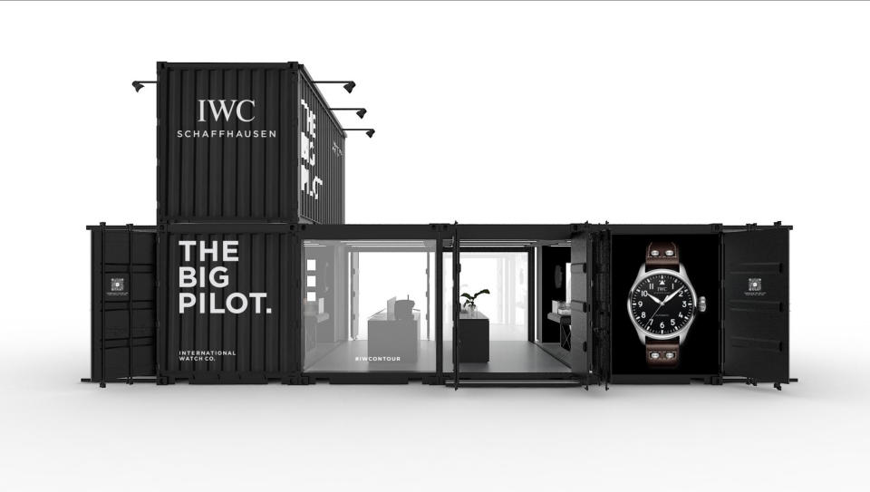 The industrial style exterior of the traveling exhibition. - Credit: IWC Schaffhausen