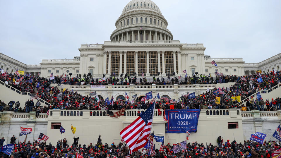 US President Donald Trumps supporters gather outside the Capitol building in Washington D.C., United States on January 06, 2021. (Tayfun Coskun/Anadolu Agency via Getty Images)