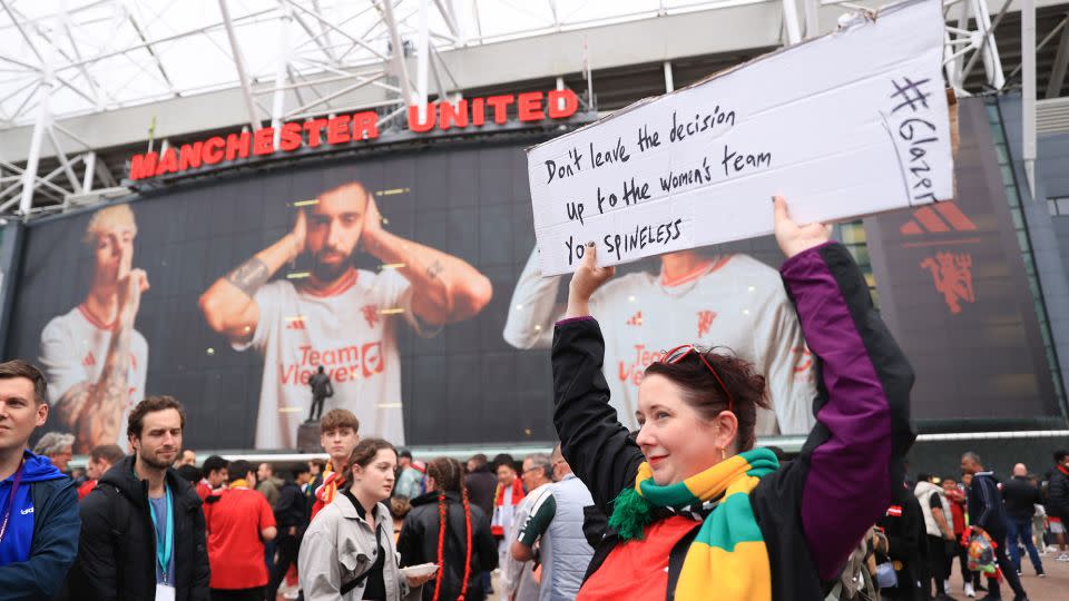 Manchester United fans staged protests after media reports suggested the club was open to Greenwood returning. - Simon Stacpoole/Offside/Getty Images