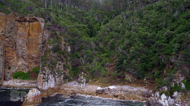 Deep Glen Bay is surrounded by cliffs and almost impenetrable bush