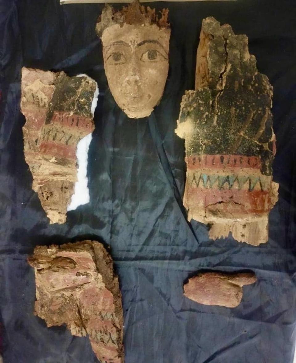 Fragments of the woman’s wooden coffin.