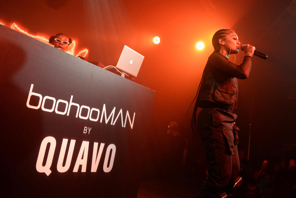 LOS ANGELES, CALIFORNIA - APRIL 10: Saweetie performs onstage at the boohooMAN x Quavo Launch Party at The Sunset Room on April 10, 2019 in Los Angeles, California. (Photo by Vivien Killilea/Getty Images for boohooMAN)