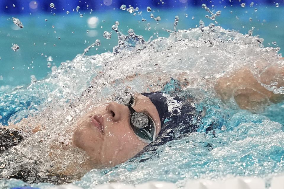 Kate Douglass swims on her way to winning the women's 200-meter individual medley at the U.S. nationals swimming meet Saturday, July 1, 2023, in Indianapolis. (AP Photo/Darron Cummings)