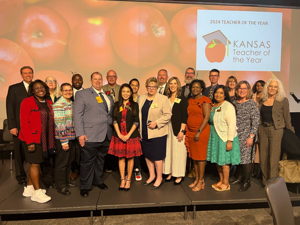 In receiving the recognition as a Kansas Teacher of the Year finalist, Cherryl Delacruz thanked her educator colleagues and recognized them as "unsung heroes."