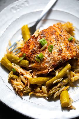 Pan-Seared Salmon with Orzo and Asparagus