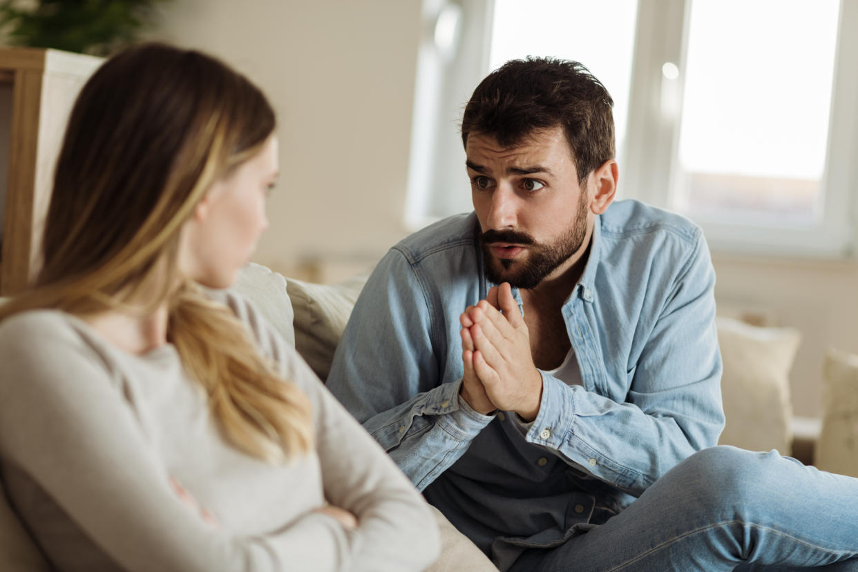 A couple having a discussion