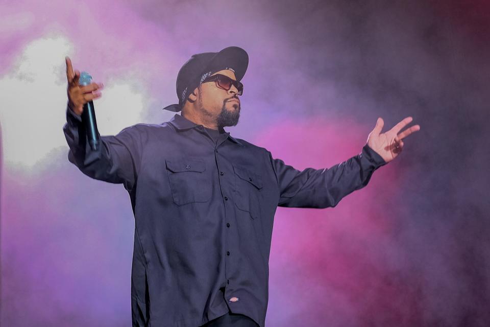 Music legend Ice Cube performs at the 2019 Azalea Festival in Wilmington, North Carolina, on April 6, 2019.