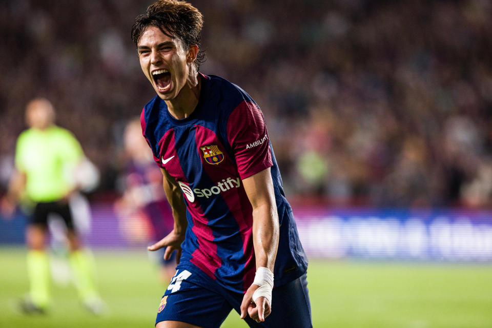 BARCELONA, SPAIN - SEPTEMBER 16: Joao Felix of Fc Barcelona celebrates a goal during the Spanish league, La Liga EA Sports, football match played between FC Barcelona and Real Betis at Estadi Olimpic Lluis Company on September 16, 2023 in Barcelona, Spain. (Photo By Javier Borrego/Europa Press via Getty Images)