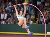 Jun 28, 2015; Eugene, OR, USA; File photo of Jenn Suhr winsning the womens pole vault at 15-9 3/4 (4.82m) in the 2015 USA Championships at Hayward Field. Mandatory Credit: Kirby Lee-USA TODAY Sports