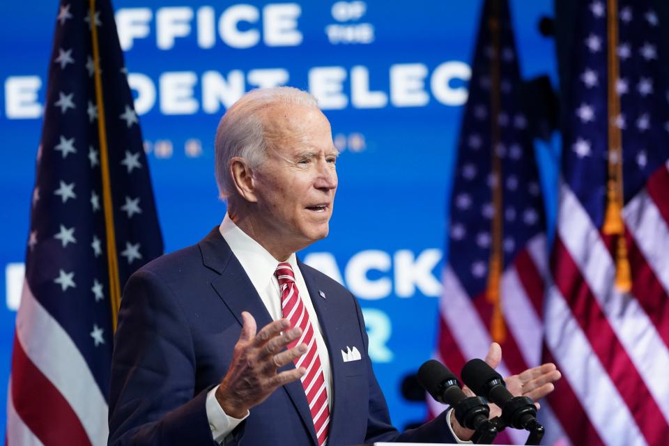 <p>President-elect Joe Biden delivered a dire assessment of the coronavirus-slowed economy on Friday after a bleak November jobs report.</p> (REUTERS)