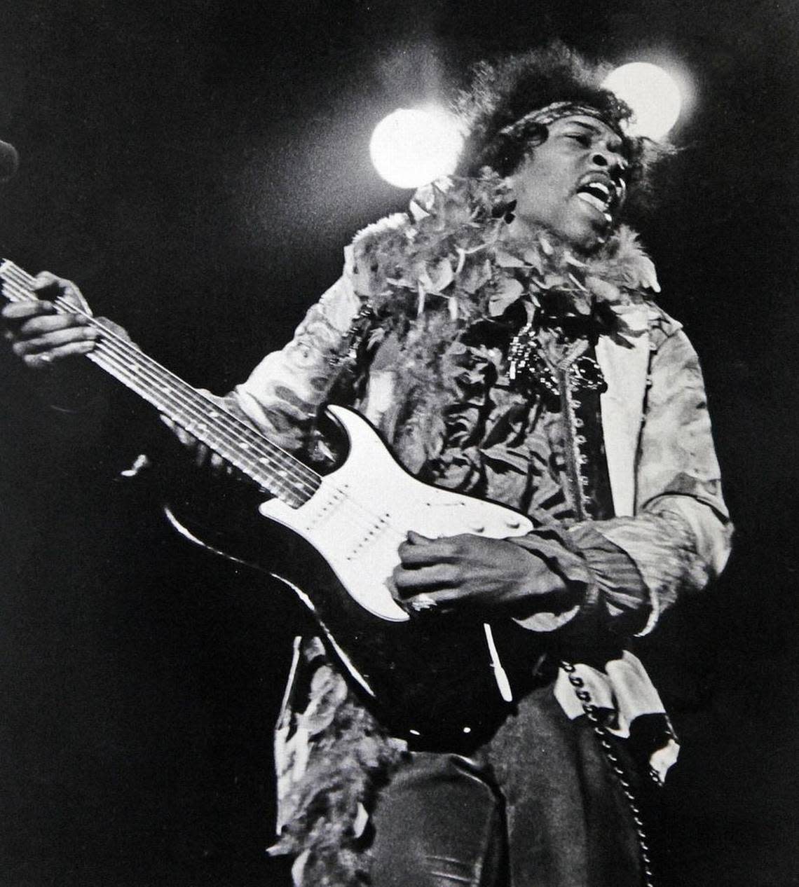 In this June 18, 1967 file photo, Jimi Hendrix performs at the Monterey Pop Festival in Monterey, Calif. Before Burning Man and Bonnaroo, Coachella and Lollapalooza, Glastonbury and Governors Island, there was Monterey Pop.