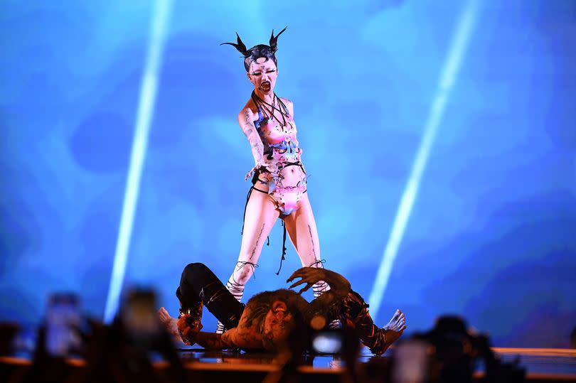 Bambie Thug, who is representing Ireland with the song Doomsday Blue, rehearsing for the first semi-final of the Eurovision Song Contest in Malmo, Sweden.