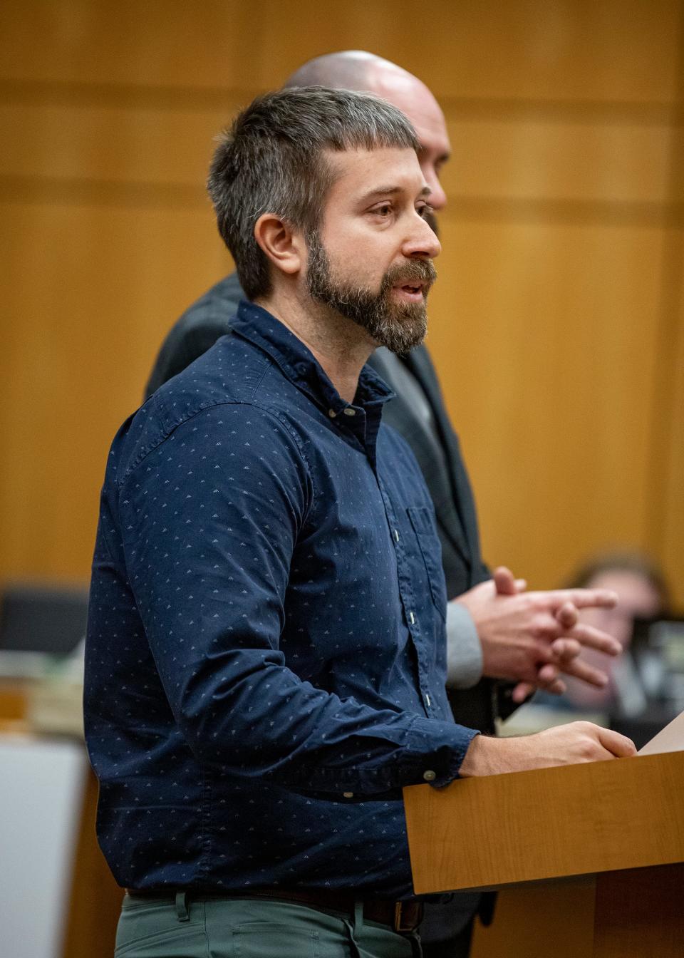 Todd Baylis tells the jury about his mother, Edie Yates Henderson, and her husband, David Henderson, on Monday during the penalty phase of Marcelle Waldon's trial.