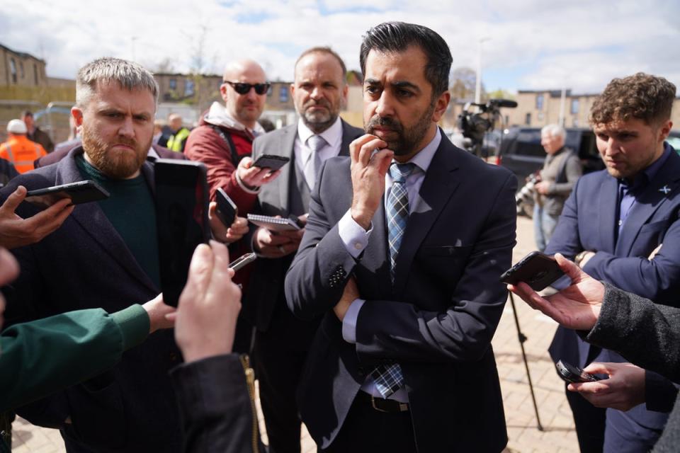 Humza Yousaf spoke to the media during a visit to a housing site in Dundee (Andrew Milligan/PA) (PA Wire)